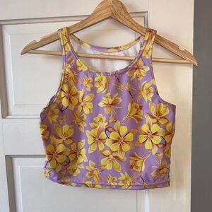Vibrant Floral Crop Top in Yellow and Purple - RachelPohlArt